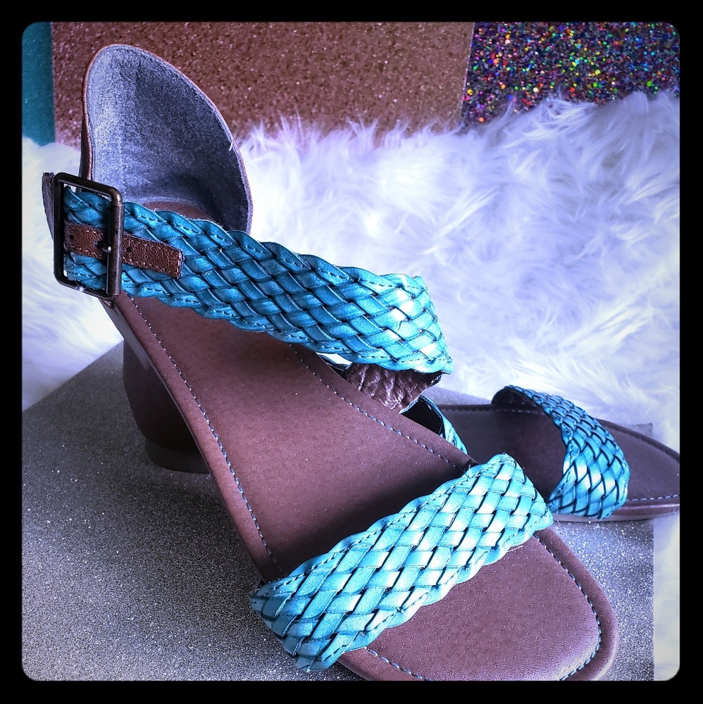Teal and brown Sandals